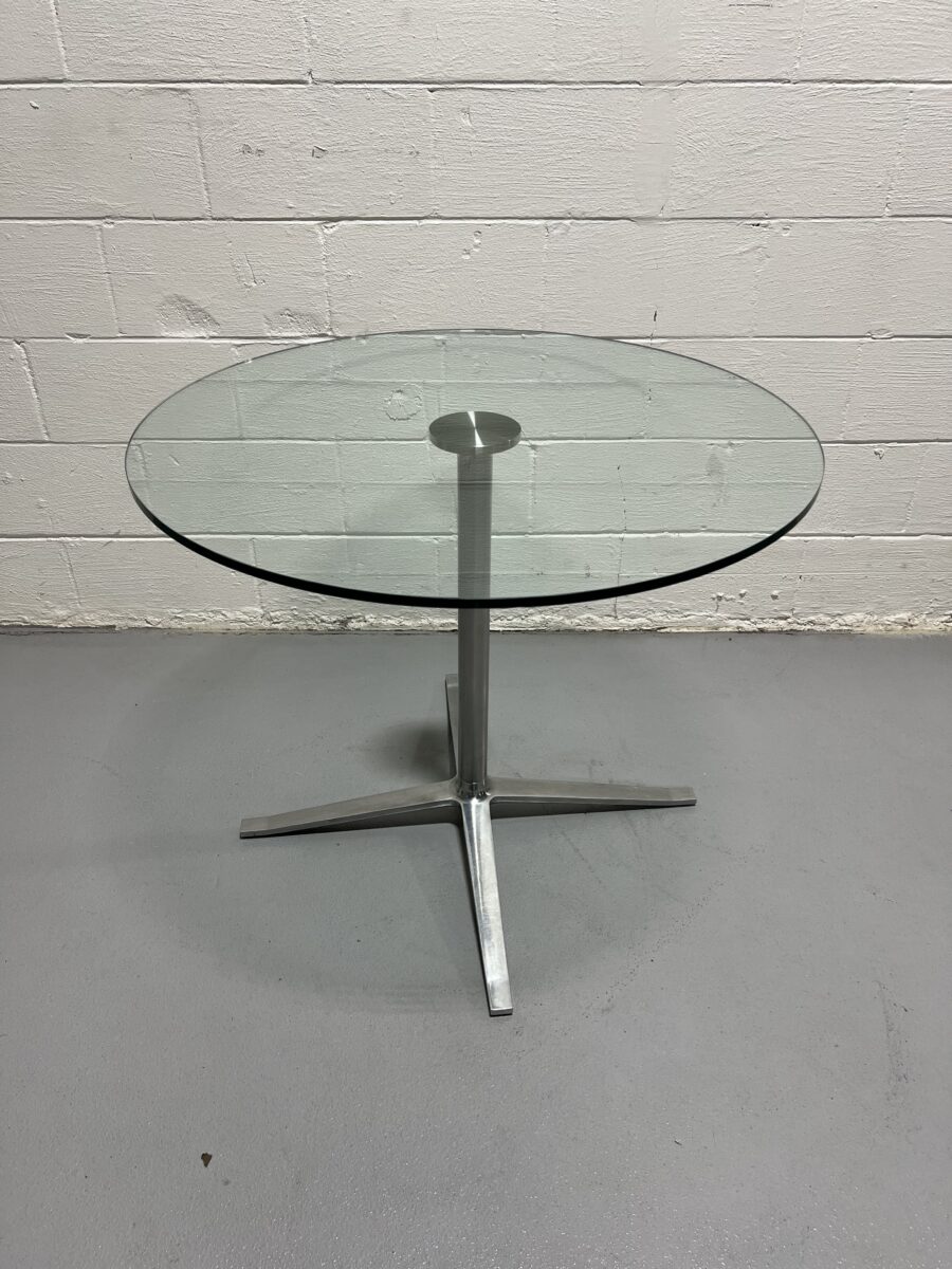 Vintage Glass and Aluminum Round Table - Used