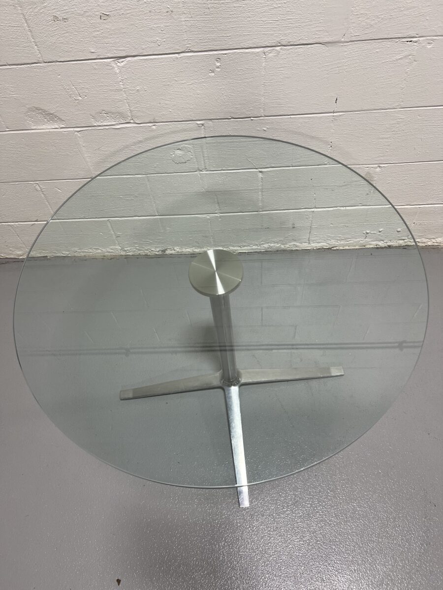 Vintage Glass and Aluminum Round Table - Used - Image 3
