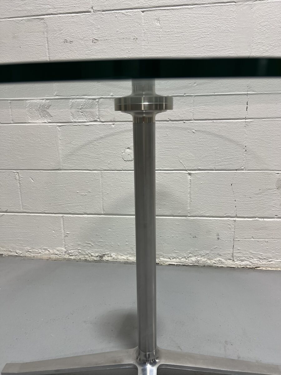 Vintage Glass and Aluminum Round Table - Used - Image 4