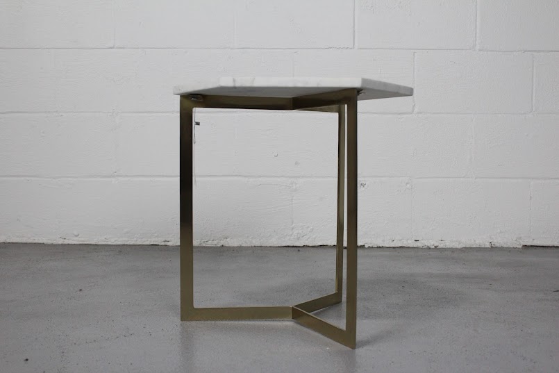 Modern Marble and Metal Accent Table - Used