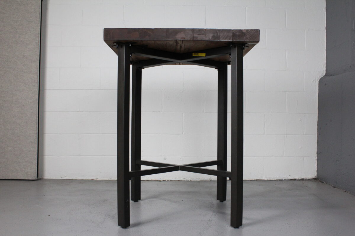 Industrial Reclaimed Wood Side Table with Steel Base - Used - Image 3