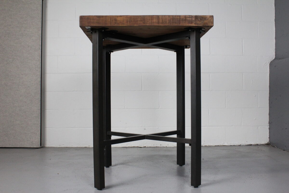Industrial Reclaimed Wood Side Table with Steel Base - Used - Image 4