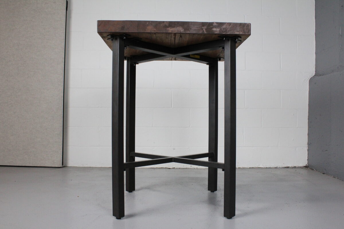 Industrial Reclaimed Wood Side Table with Steel Base - Used - Image 5