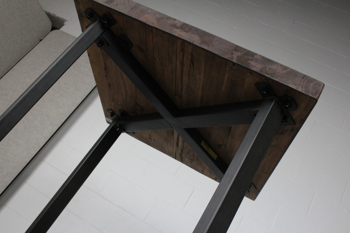 Industrial Reclaimed Wood Side Table with Steel Base - Used - Image 8