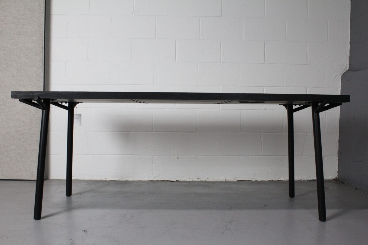 Black Modern Slatted Wood Conference Table – Used - Image 11