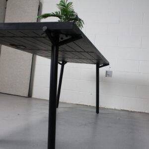 Black Modern Slatted Wood Conference Table ā Used