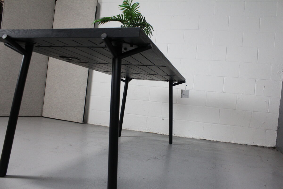 Black Modern Slatted Wood Conference Table – Used