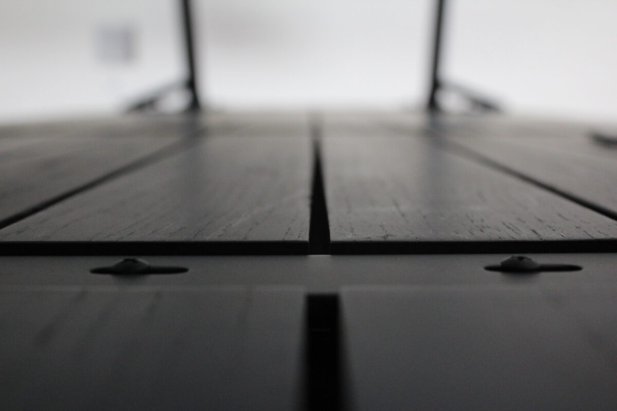 Black Modern Slatted Wood Conference Table – Used - Image 4