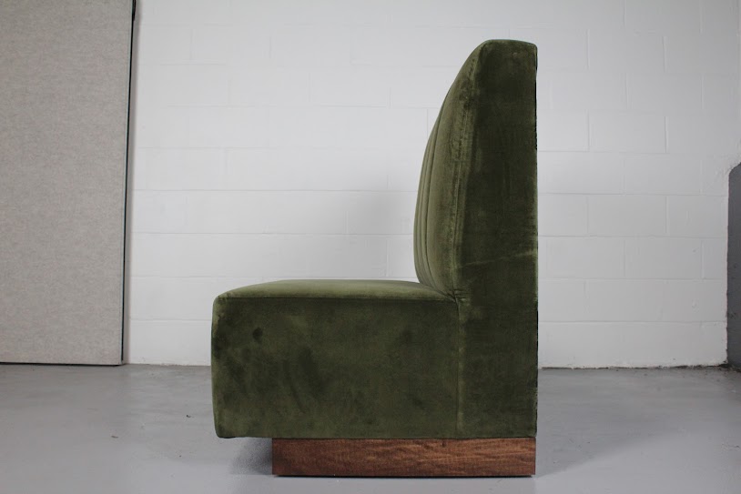 Green Velvet Armless Banquette Booth - Used - Image 3
