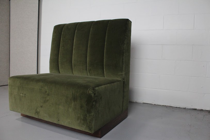 Green Velvet Armless Banquette Booth - Used - Image 6