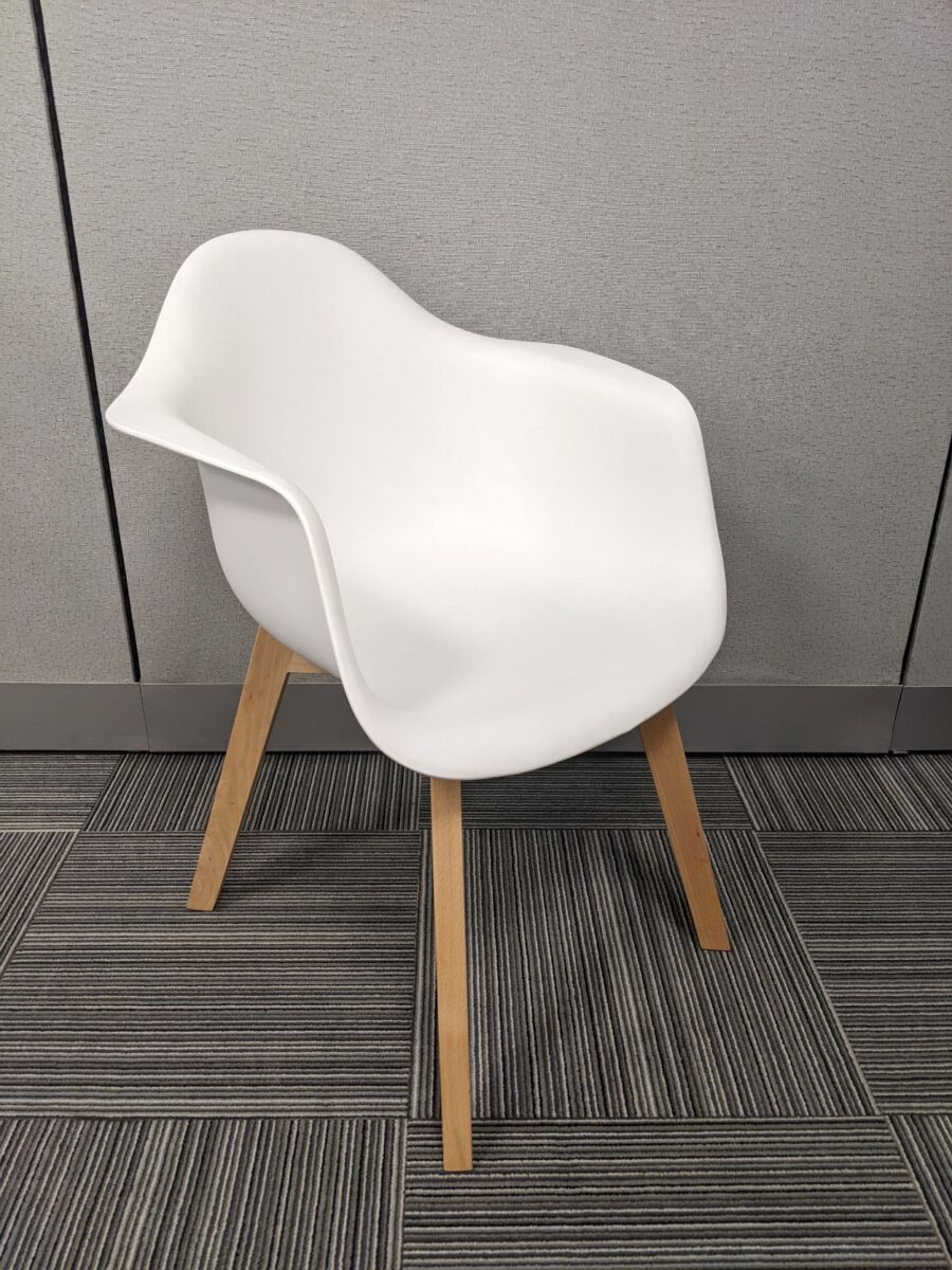 Modern White Plastic Armchair - Used