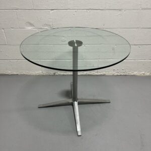 Vintage Glass and Aluminum Round Table - Used