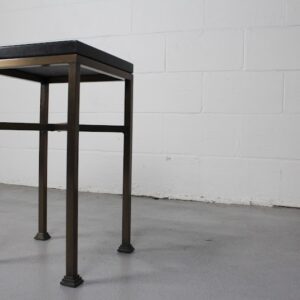 Modern Industrial Metal and Black Granite End Table - Used