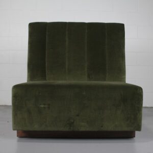 Green Velvet Armless Banquette Booth - Used