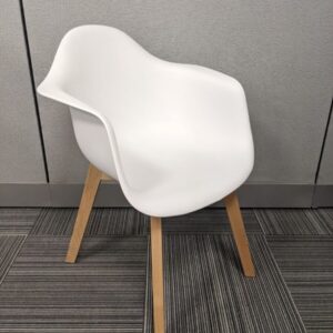Modern White Plastic Armchair - Used